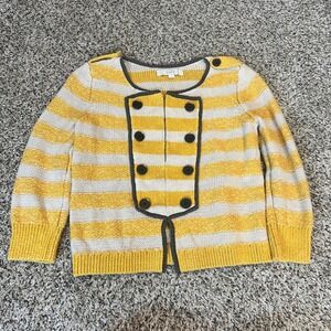 LOFT Women's Striped Double Breasted Knit Cardigan Sweater Size S